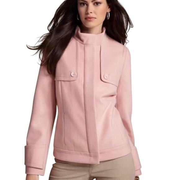 Chicos Casey Plush light Pink Jacket 1 (M) lined warm full zip peacoat  pockets - Picture 1 of 9